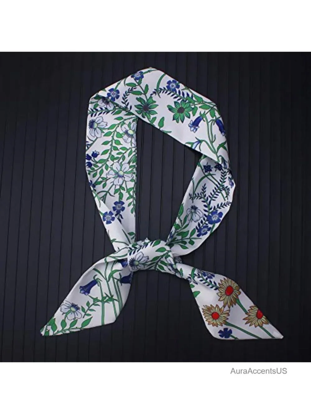 Silk Scarf Set 4pc - Bag Handle Wrap, Hair Head Band, Neck Scarf -